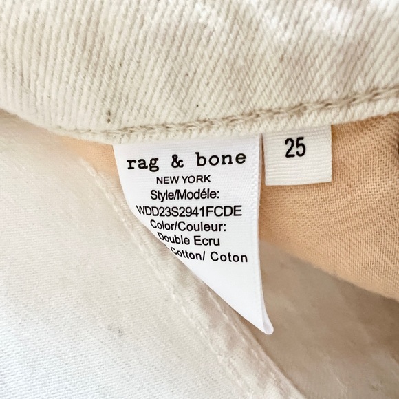 RAG & BONE Sofie Two Tone Frayed Wide Leg Jeans in Double Ecru - Picture 15 of 17